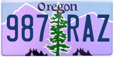 OR license plate 987RAZ