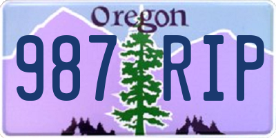 OR license plate 987RIP