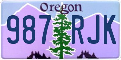 OR license plate 987RJK