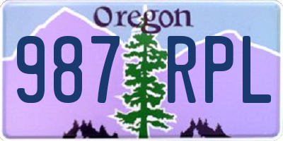 OR license plate 987RPL