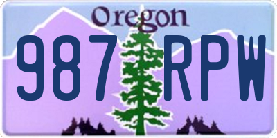 OR license plate 987RPW