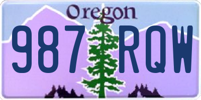 OR license plate 987RQW
