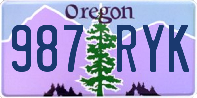 OR license plate 987RYK