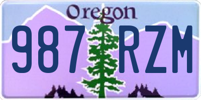 OR license plate 987RZM