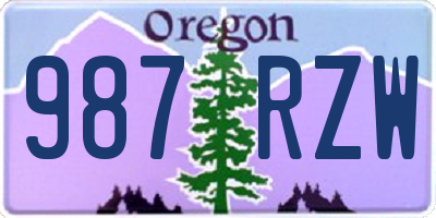 OR license plate 987RZW