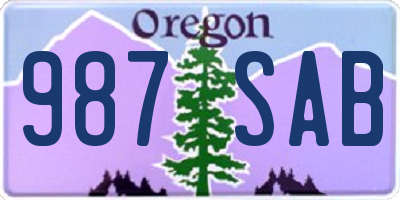 OR license plate 987SAB