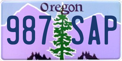 OR license plate 987SAP