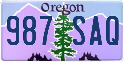 OR license plate 987SAQ
