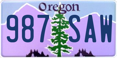 OR license plate 987SAW