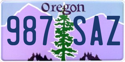 OR license plate 987SAZ