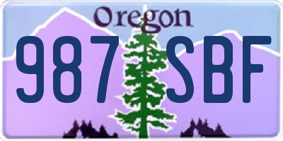 OR license plate 987SBF