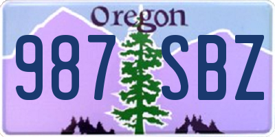 OR license plate 987SBZ