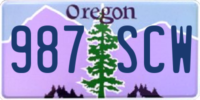 OR license plate 987SCW