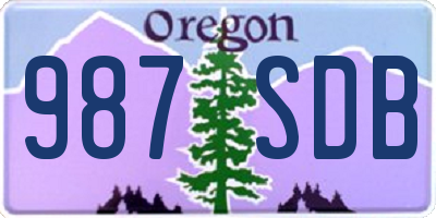 OR license plate 987SDB