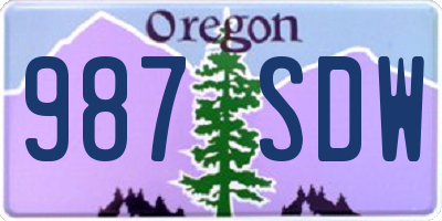 OR license plate 987SDW