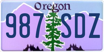 OR license plate 987SDZ
