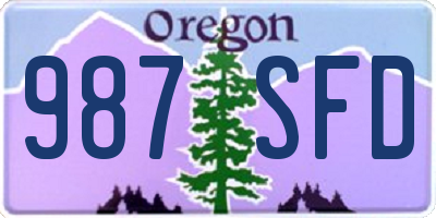 OR license plate 987SFD