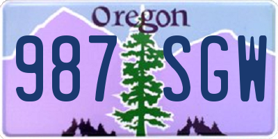 OR license plate 987SGW