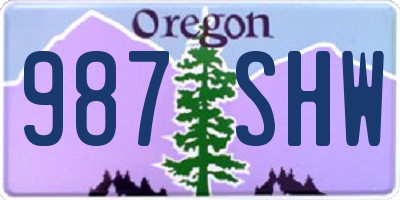 OR license plate 987SHW