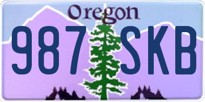 OR license plate 987SKB