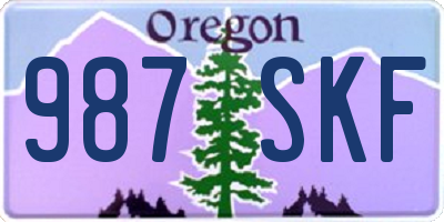 OR license plate 987SKF