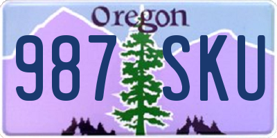 OR license plate 987SKU