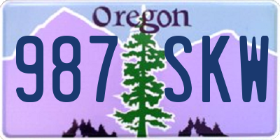OR license plate 987SKW