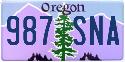 OR license plate 987SNA
