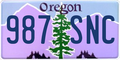 OR license plate 987SNC