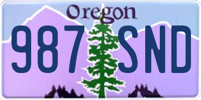 OR license plate 987SND