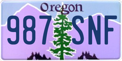 OR license plate 987SNF