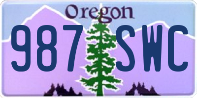 OR license plate 987SWC