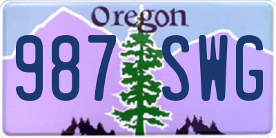 OR license plate 987SWG