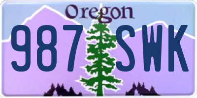 OR license plate 987SWK