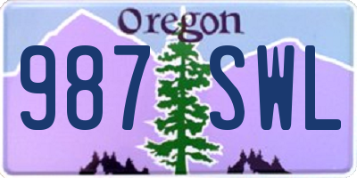 OR license plate 987SWL