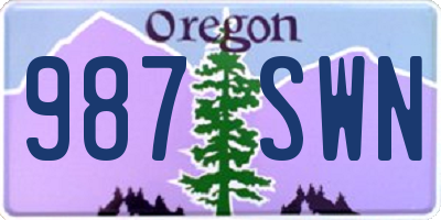 OR license plate 987SWN