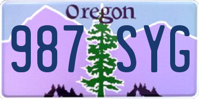 OR license plate 987SYG