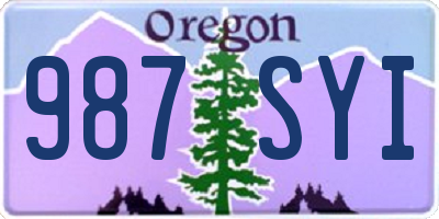 OR license plate 987SYI