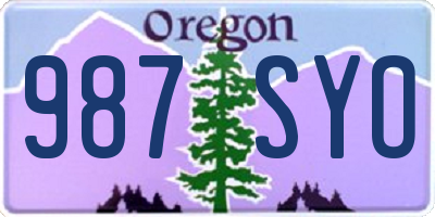 OR license plate 987SYO