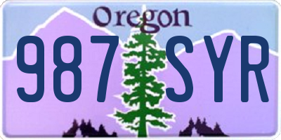 OR license plate 987SYR