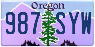 OR license plate 987SYW