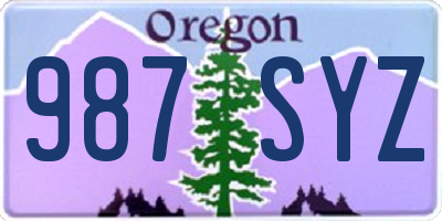 OR license plate 987SYZ