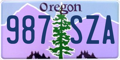 OR license plate 987SZA