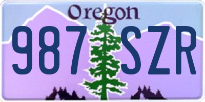 OR license plate 987SZR
