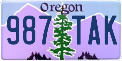 OR license plate 987TAK