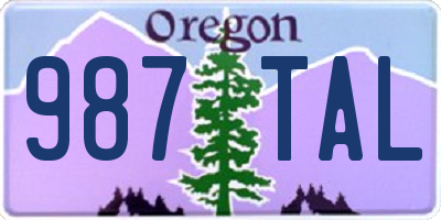 OR license plate 987TAL
