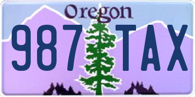 OR license plate 987TAX