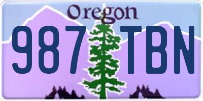 OR license plate 987TBN