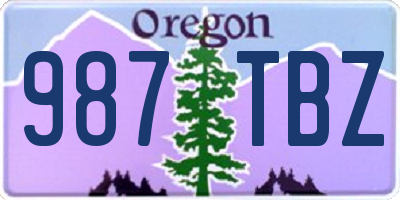 OR license plate 987TBZ