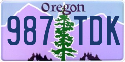 OR license plate 987TDK